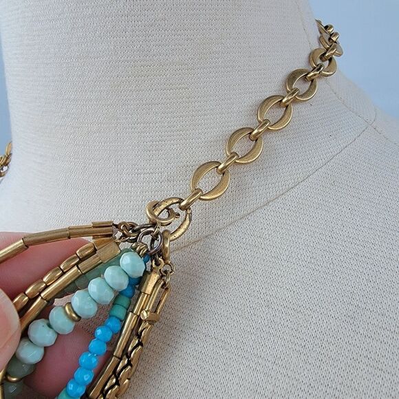 Stella & Dot Isa Gold Disc Turquoise Multi Strand Adjustable Necklace - Picture 11 of 12